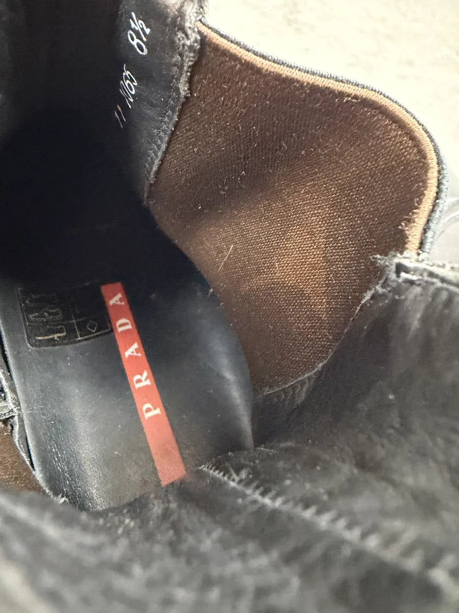 AW1999 Prada Black Leather Vibram Sole Boots FMQWcuV 6