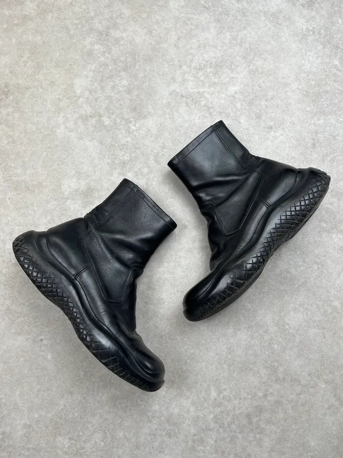 AW1999 Prada Black Leather Vibram Sole Boots raWLMhe 1