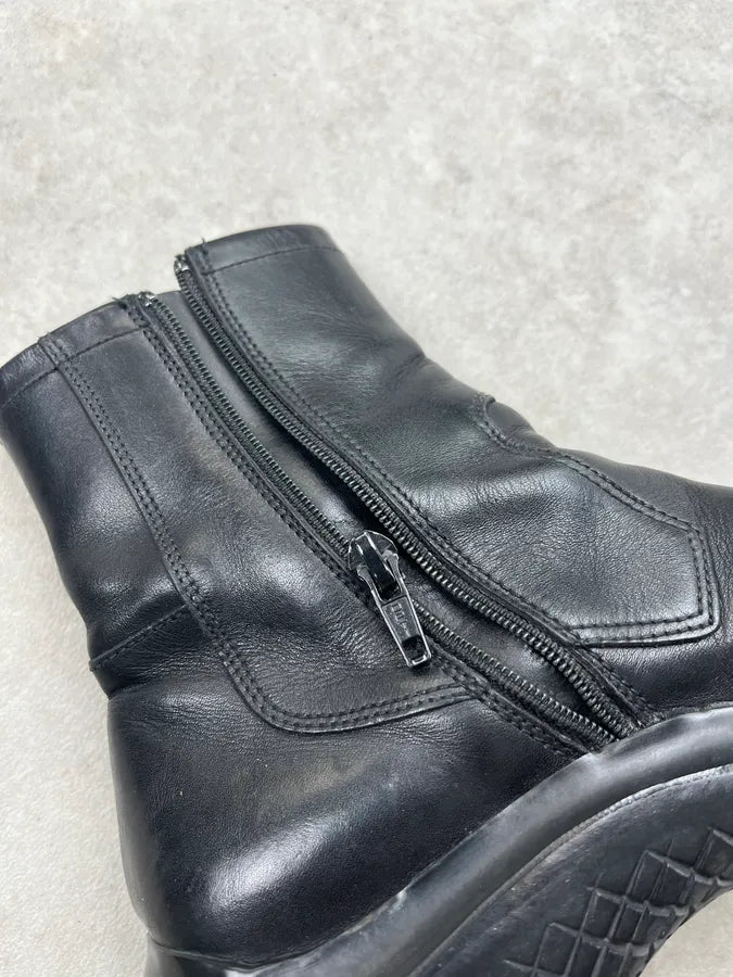 AW1999 Prada Black Leather Vibram Sole Boots raWLMhe 3