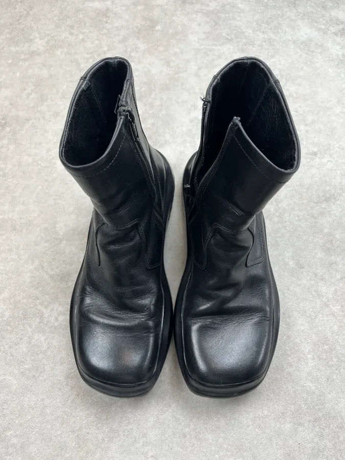 AW1999 Prada Black Leather Vibram Sole Boots raWLMhe 4