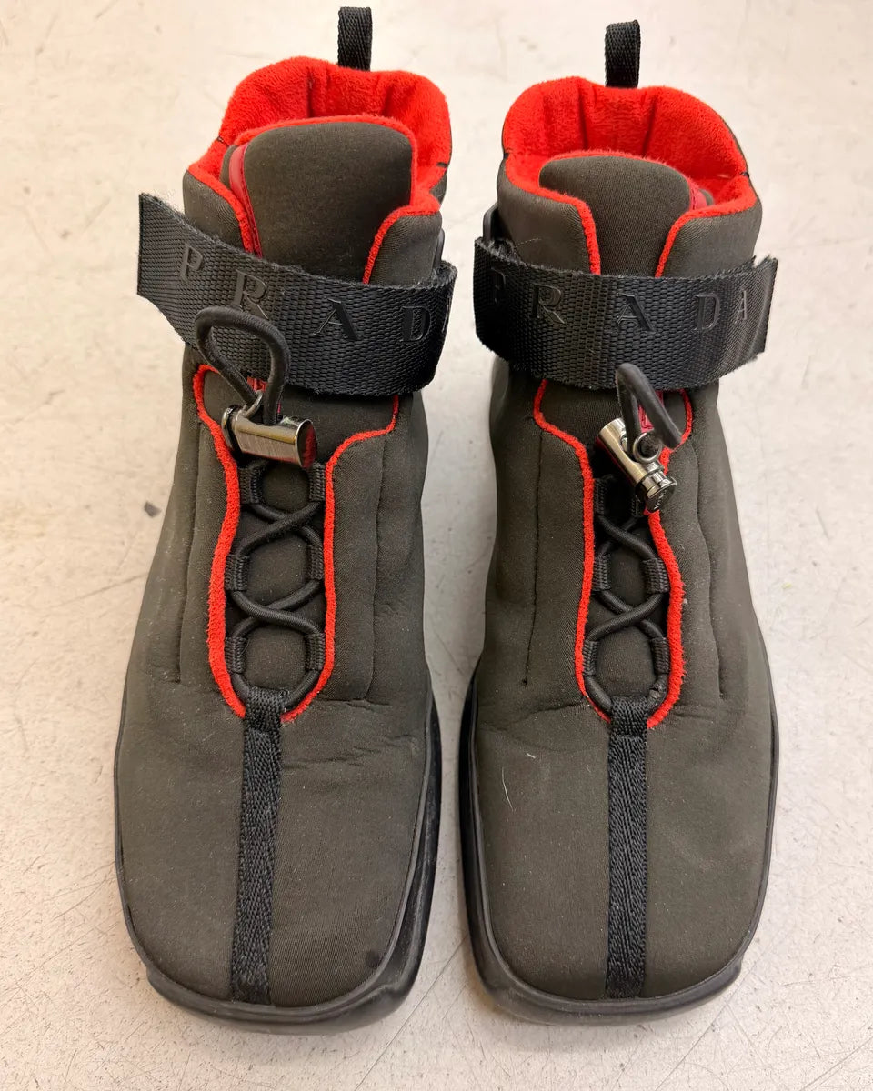 AW1999 Prada Black Neoprene Contrast Stitch Boots DkbVzDB 2
