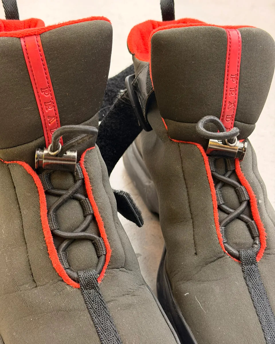 AW1999 Prada Black Neoprene Contrast Stitch Boots DkbVzDB 3