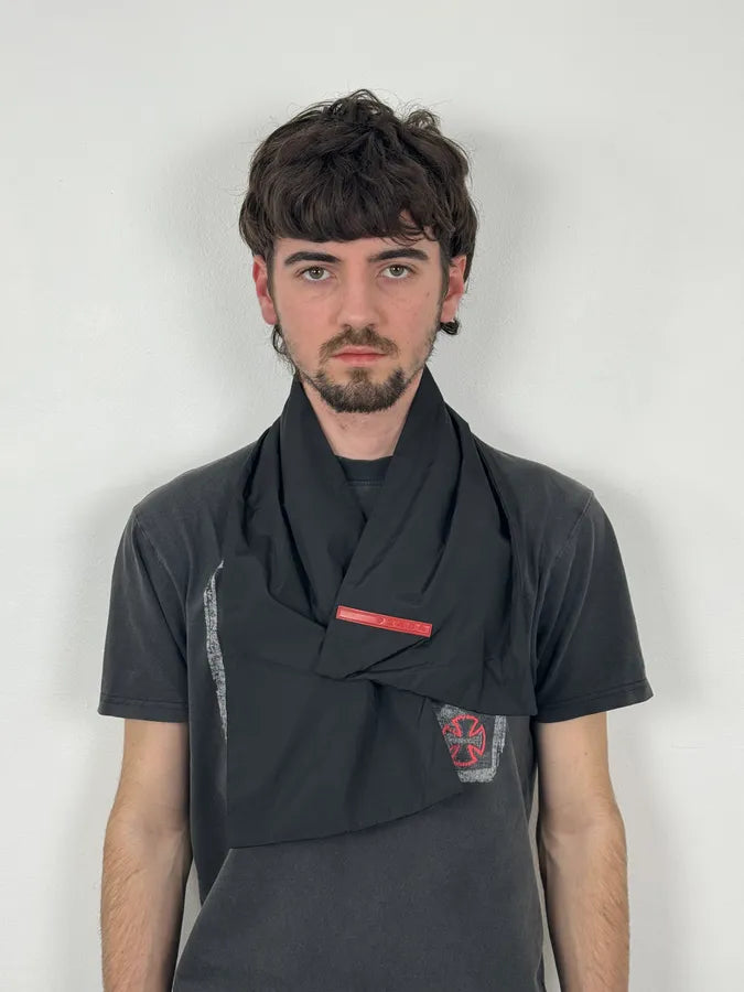 AW1999 Prada Black Nylon Linea Rossa Minimalist Scarf VekYdmY 1