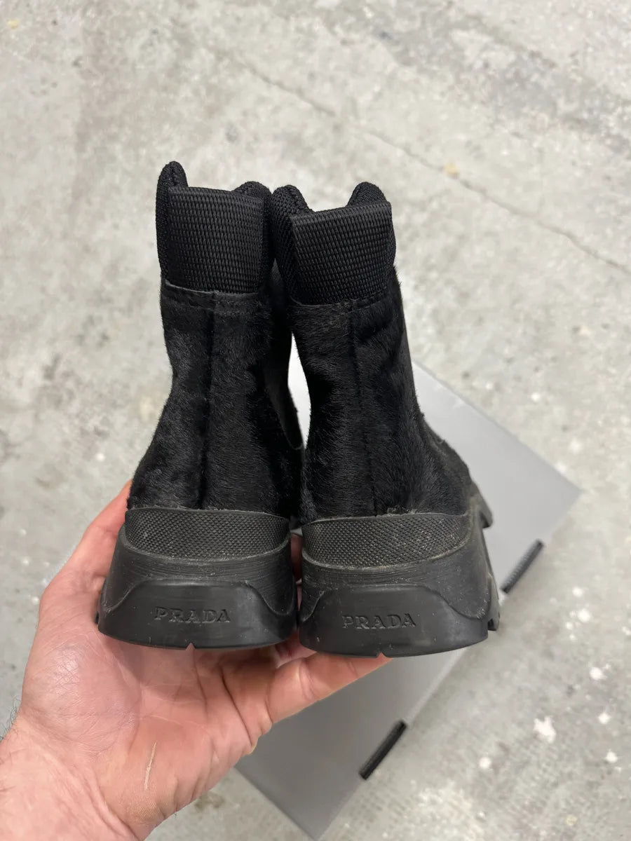 AW1999 Prada Black Pony Hair Leather Vibram Boots zcoSTGl 1
