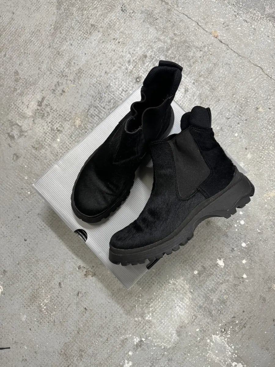 AW1999 Prada Black Pony Hair Leather Vibram Boots zcoSTGl 5
