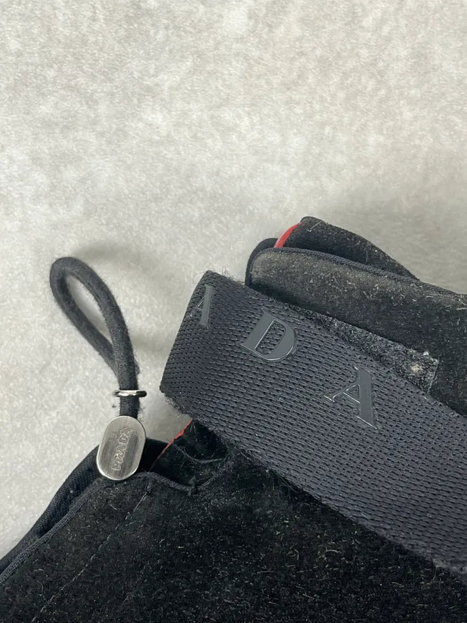 AW1999 Prada Black Suede Leather Vibram High Sneakers AmKIWdW 7