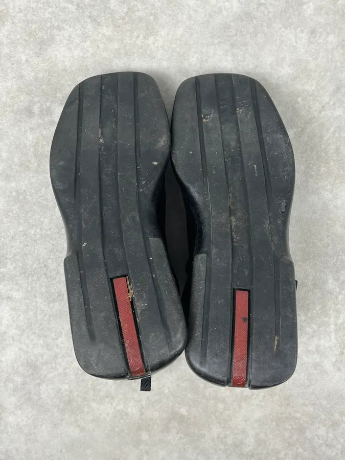 AW1999 Prada Black Suede Leather Vibram High Sneakers AmKIWdW 6