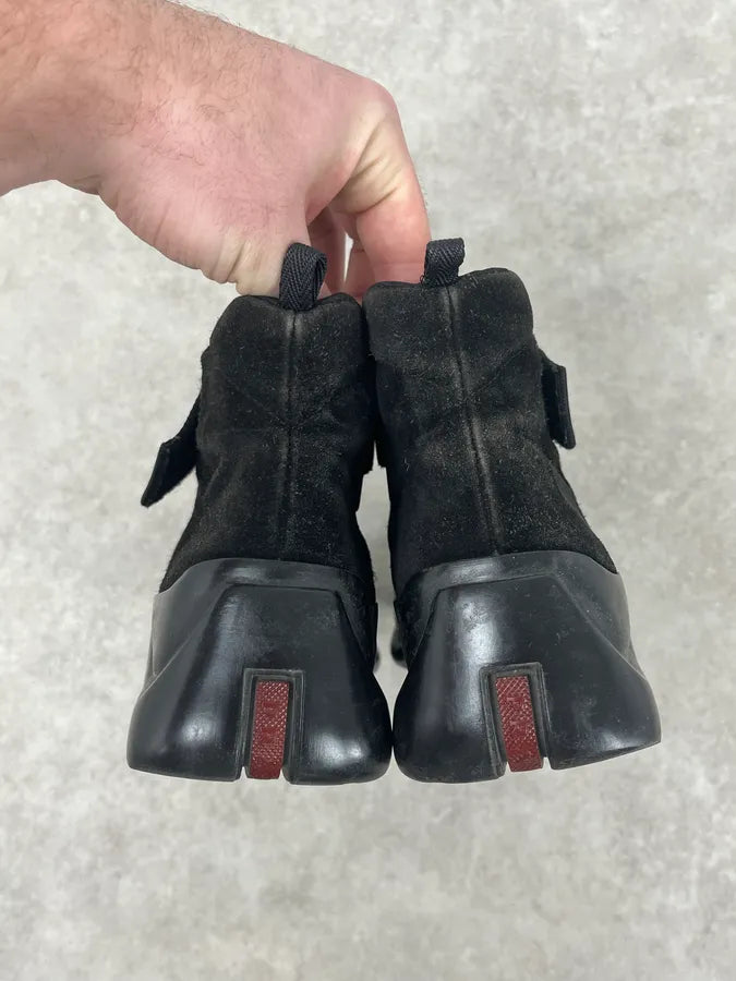 AW1999 Prada Black Suede Leather Vibram High Sneakers AmKIWdW 5