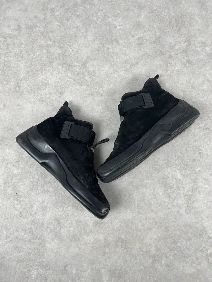 AW1999 Prada Black Suede Leather Vibram High Sneakers AmKIWdW 4