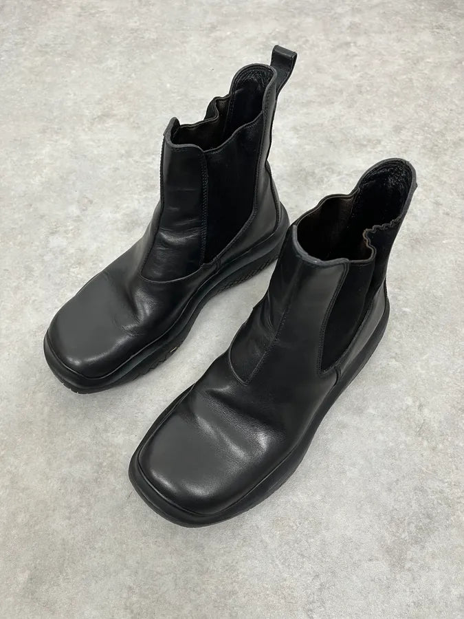 AW1999 Prada Black Vibram Premium Leather Boots mDKqtQG 1