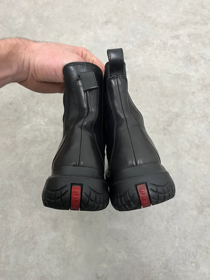 AW1999 Prada Black Vibram Premium Leather Boots mDKqtQG 4