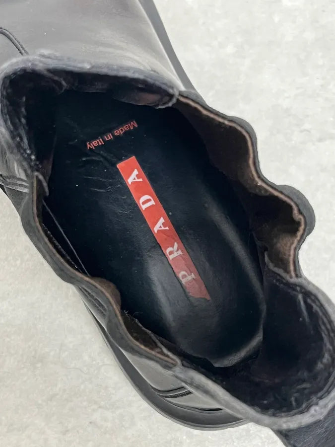 AW1999 Prada Black Vibram Premium Leather Boots mDKqtQG 7