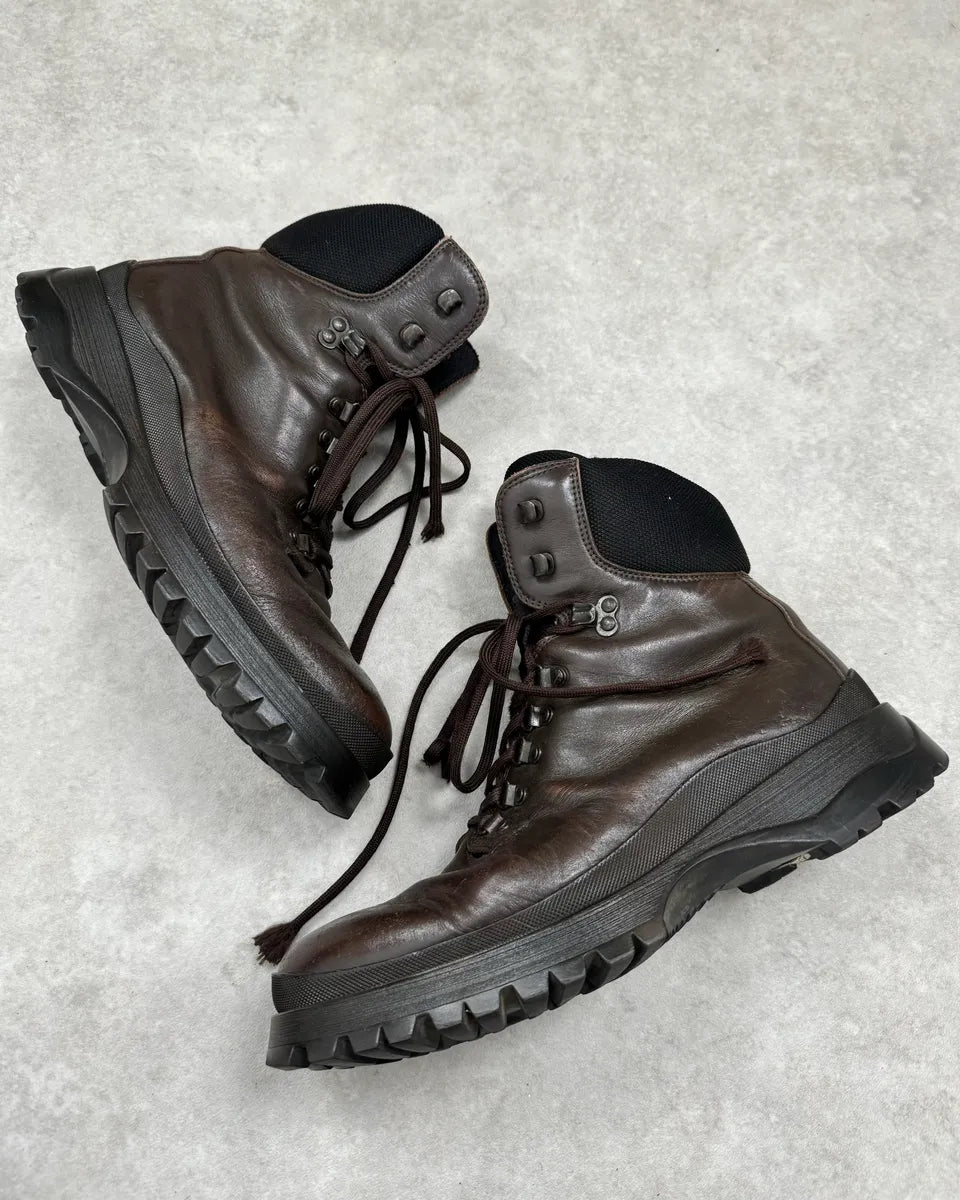 AW1999 Prada Brown Leather Lace-Up Hiking Boots mxJSvrz 1