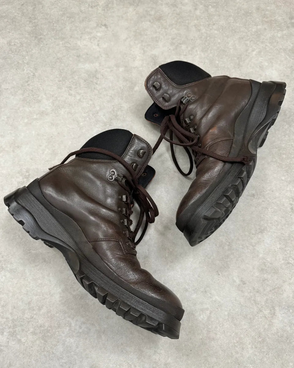 AW1999 Prada Brown Leather Lace-Up Hiking Boots mxJSvrz 2