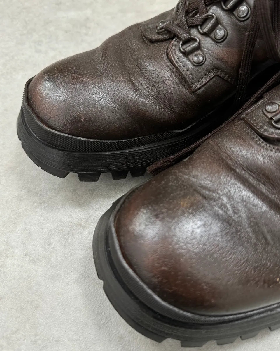 AW1999 Prada Brown Leather Lace-Up Hiking Boots mxJSvrz 5