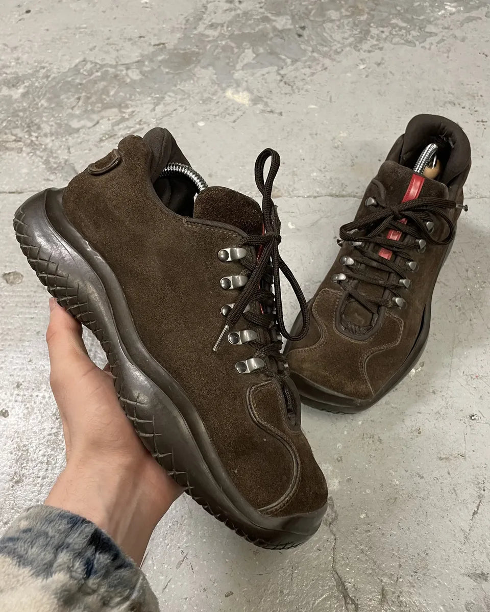 AW1999 Prada Brown Suede Chunky Leather Vibram Shoes (41eu/us8) sXWlGHd 0