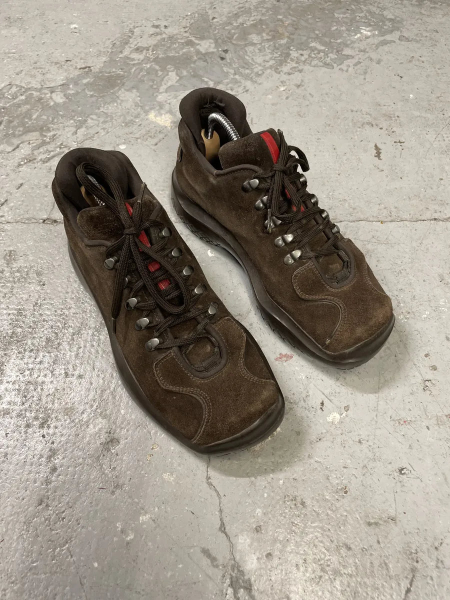 AW1999 Prada Brown Suede Chunky Leather Vibram Shoes (41eu/us8) sXWlGHd 10