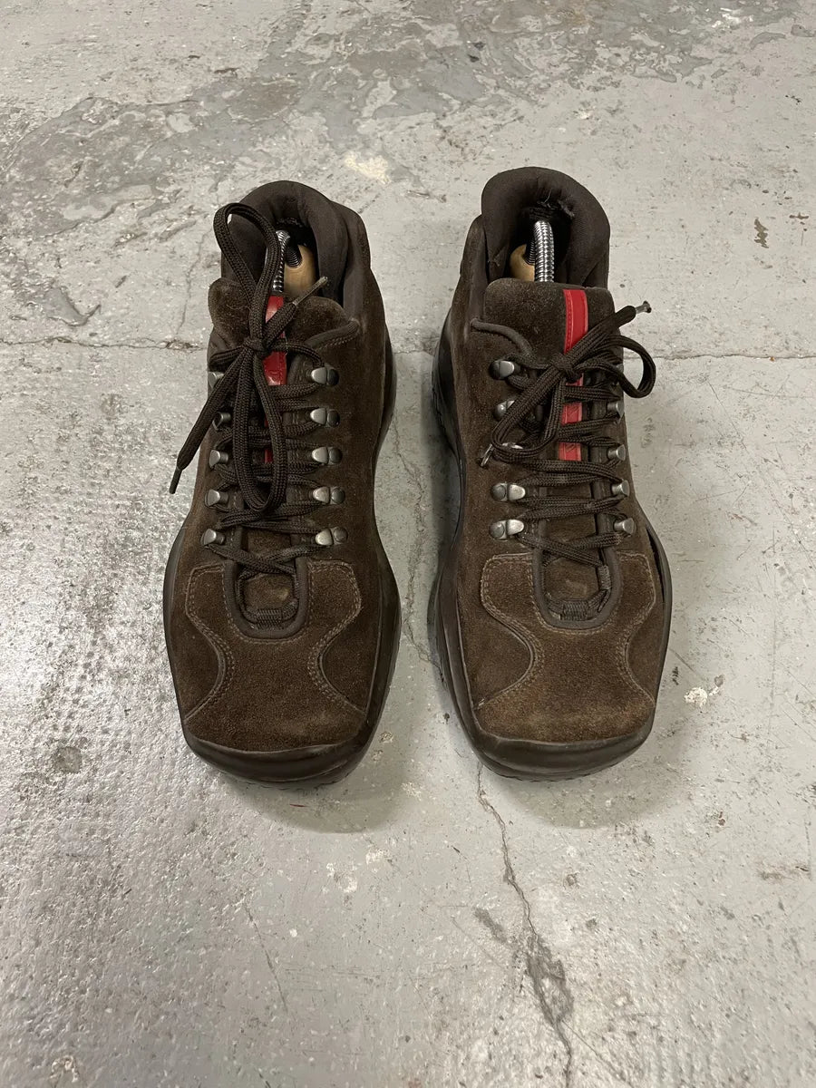 AW1999 Prada Brown Suede Chunky Leather Vibram Shoes (41eu/us8) sXWlGHd 2