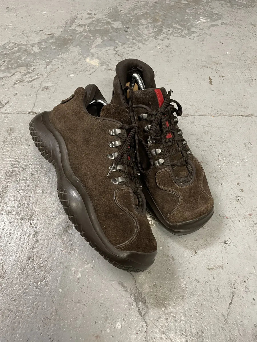 AW1999 Prada Brown Suede Chunky Leather Vibram Shoes (41eu/us8) sXWlGHd 3