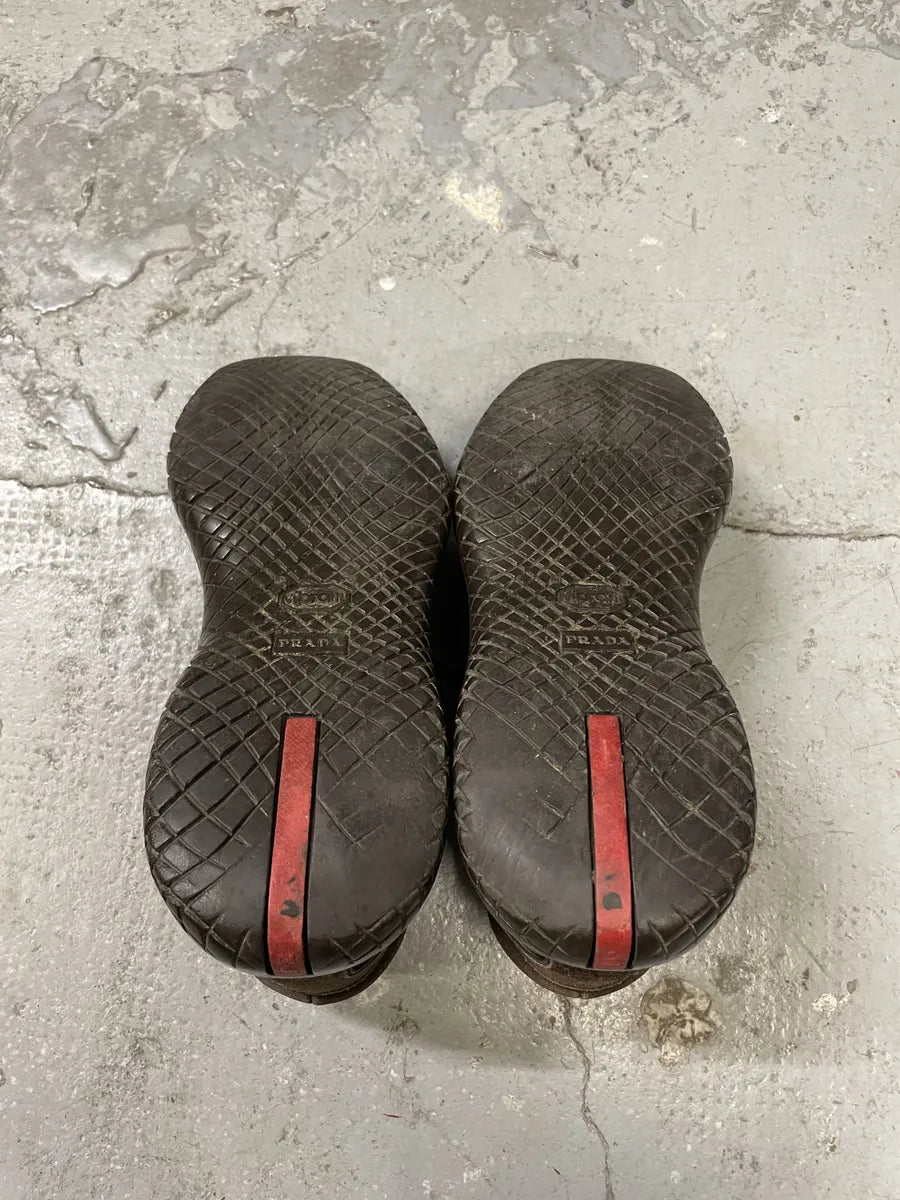 AW1999 Prada Brown Suede Chunky Leather Vibram Shoes (41eu/us8) sXWlGHd 5