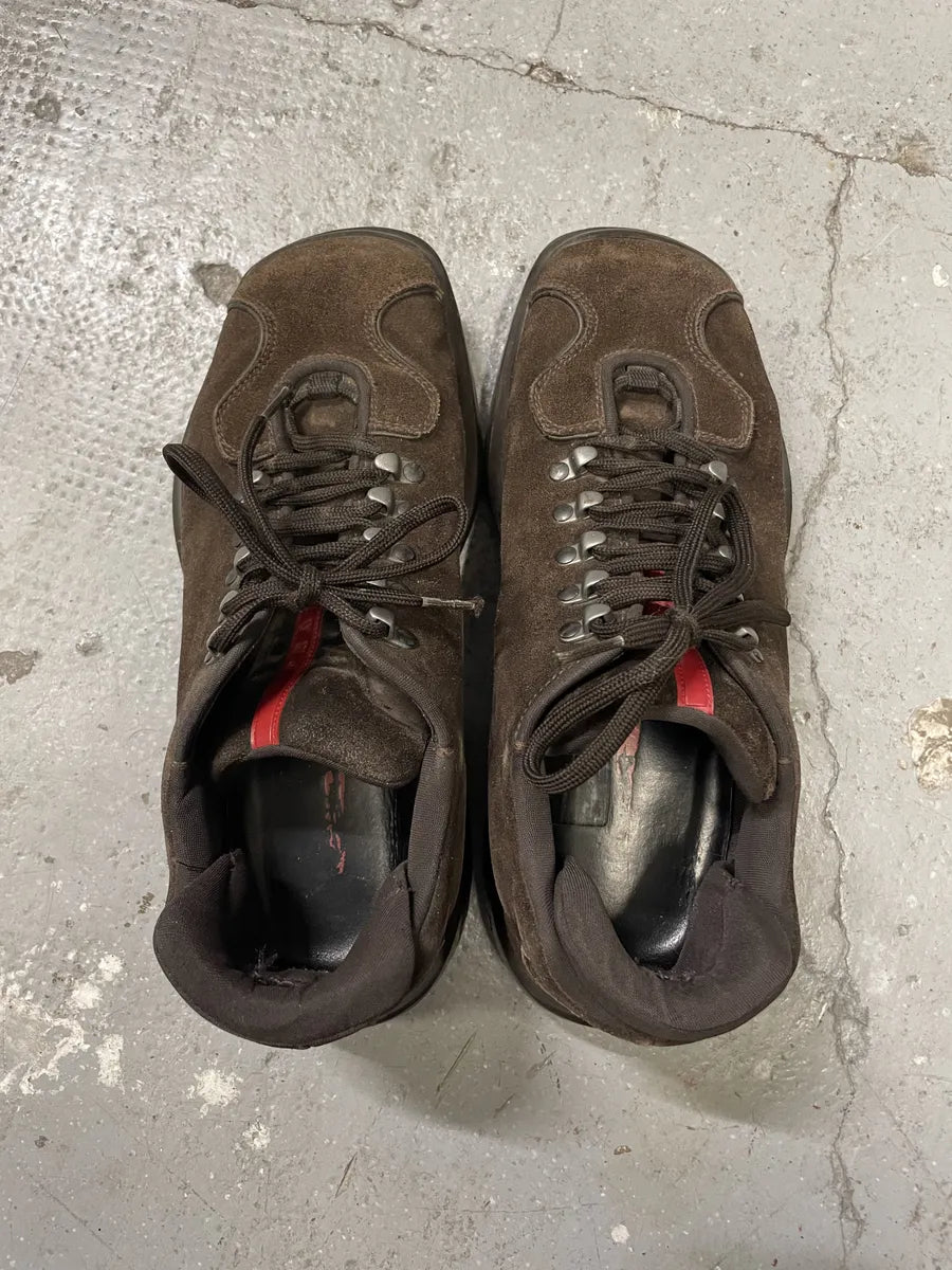 AW1999 Prada Brown Suede Chunky Leather Vibram Shoes (41eu/us8) sXWlGHd 6