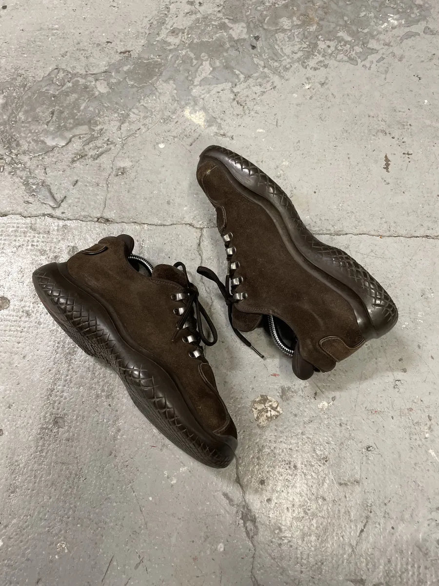 AW1999 Prada Brown Suede Chunky Leather Vibram Shoes (41eu/us8) sXWlGHd 7