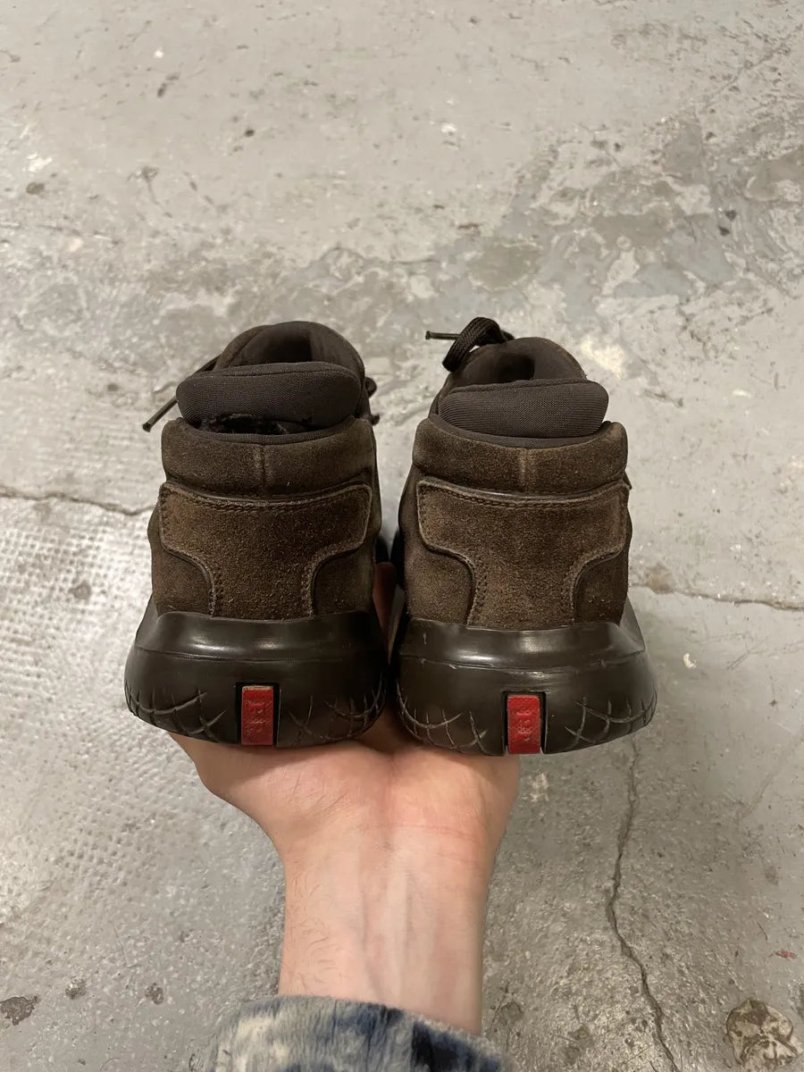 AW1999 Prada Brown Suede Chunky Leather Vibram Shoes (41eu/us8) sXWlGHd 8