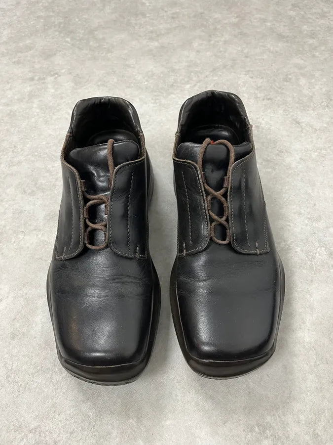 AW1999 Prada Brown Vibram Leather Low Boots fOIANbB 1
