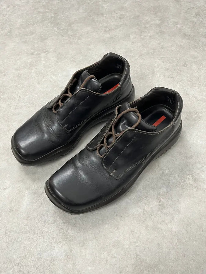 AW1999 Prada Brown Vibram Leather Low Boots fOIANbB 3