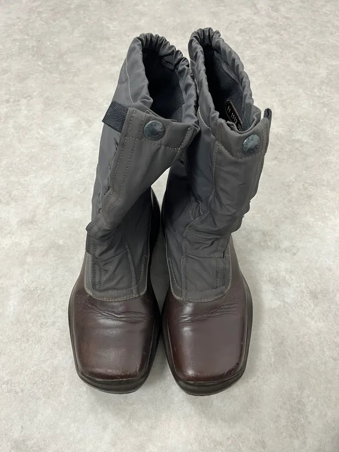 AW1999 Prada Grey & Brown Leather Hybrid Boots UhGAAUE 2