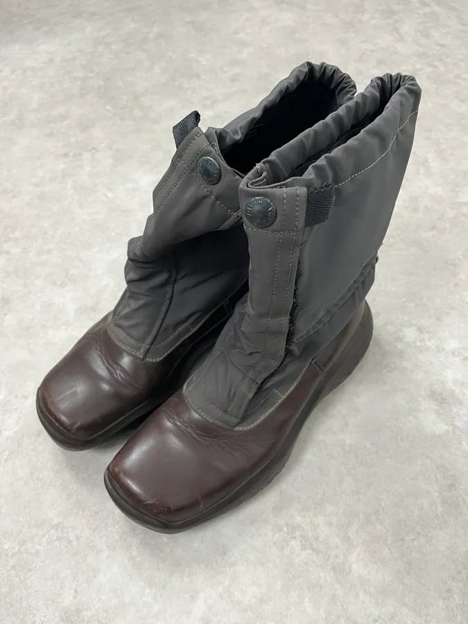 AW1999 Prada Grey & Brown Leather Hybrid Boots UhGAAUE 1