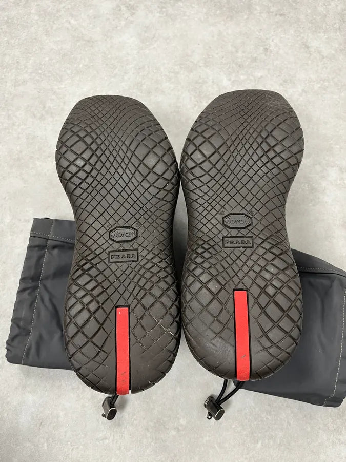 AW1999 Prada Grey & Brown Leather Hybrid Boots UhGAAUE 3