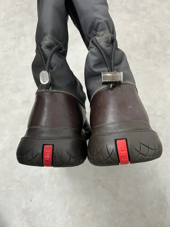 AW1999 Prada Grey & Brown Leather Hybrid Boots UhGAAUE 5