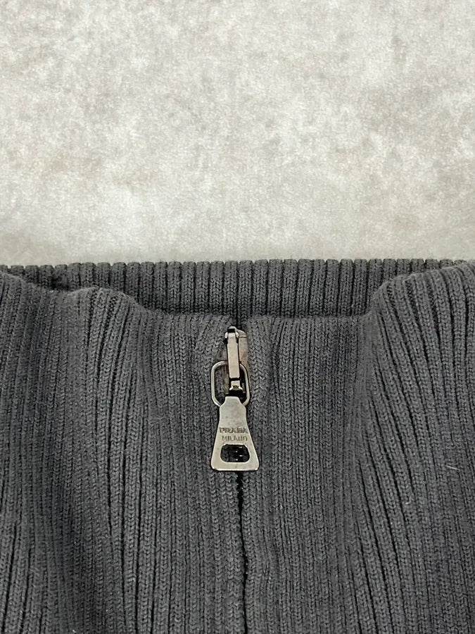 AW1999 Prada Grey Zip-up Belted Sweater BJocwNS 9