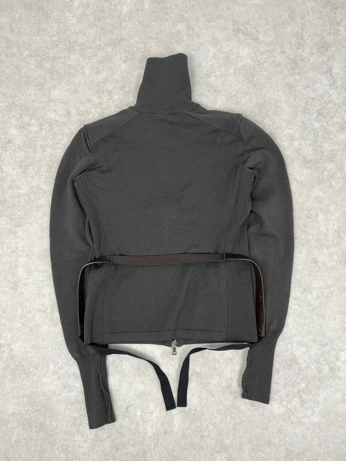 AW1999 Prada Grey Zip-up Belted Sweater BJocwNS 5