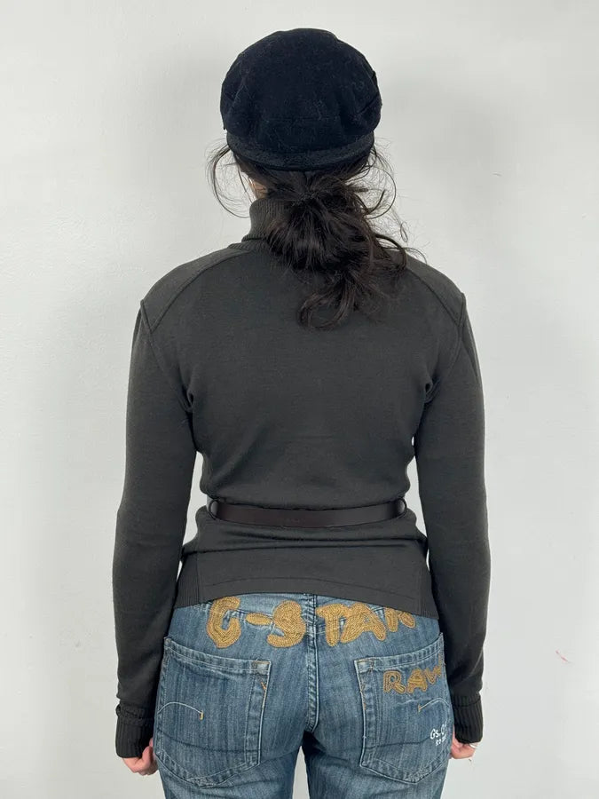 AW1999 Prada Grey Zip-up Belted Sweater BJocwNS 2