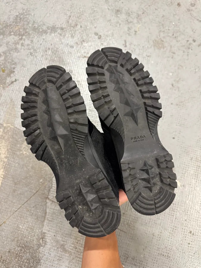 AW1999 Prada Linea Rossa Black Pony Hair Leather Boots IzqRZif 2