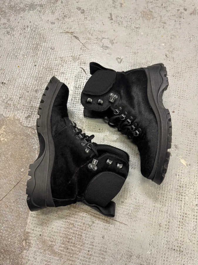AW1999 Prada Linea Rossa Black Pony Hair Leather Boots IzqRZif 5