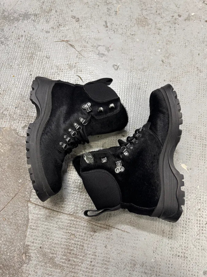 AW1999 Prada Linea Rossa Black Pony Hair Leather Boots IzqRZif 6