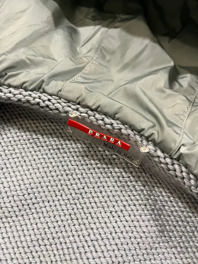 AW1999 Prada Linea Rossa Nylon Hood Grey Wool Sweater BrWURPb 10