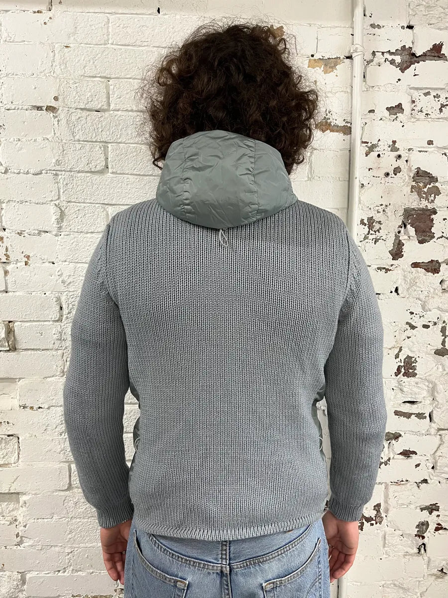 AW1999 Prada Linea Rossa Nylon Hood Grey Wool Sweater BrWURPb 2