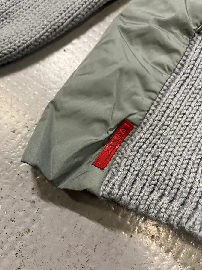 AW1999 Prada Linea Rossa Nylon Hood Grey Wool Sweater BrWURPb 6