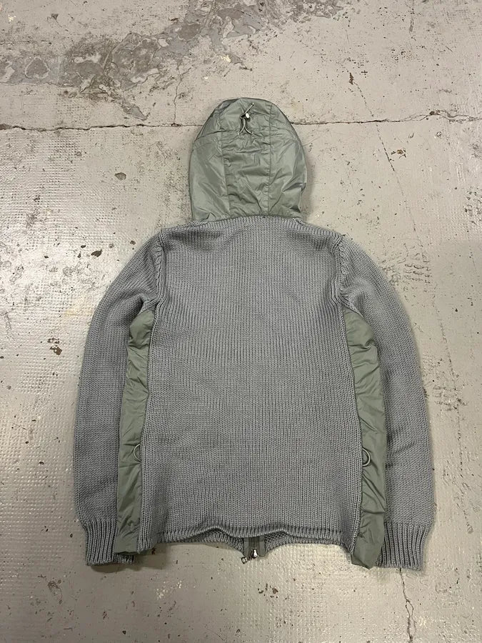 AW1999 Prada Linea Rossa Nylon Hood Grey Wool Sweater BrWURPb 7