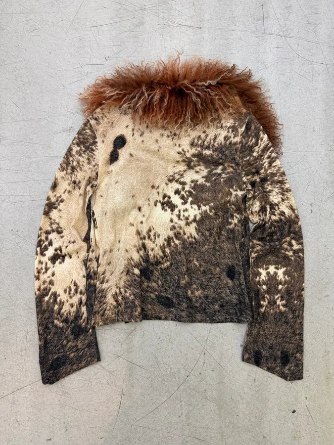 AW1999 Roberto Cavalli Beige Cow Fury Movement Fur Cardigan ummRQiY 3