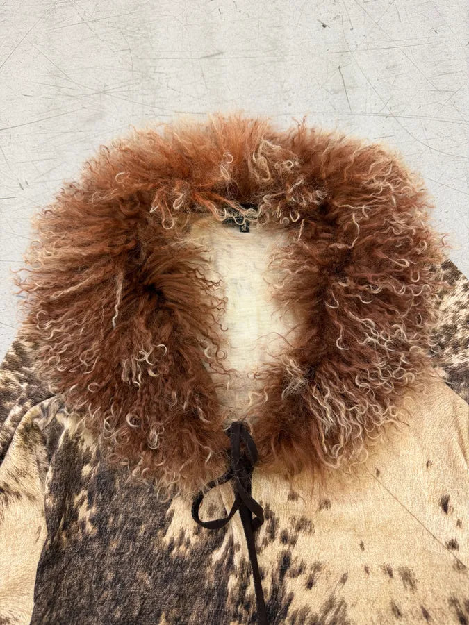 AW1999 Roberto Cavalli Beige Cow Fury Movement Fur Cardigan ummRQiY 8