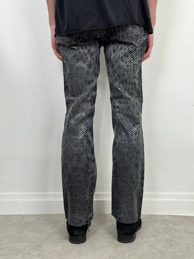 AW1999 Roberto Cavalli Black Leopard Print Gradient Pants NkYaoGc 3