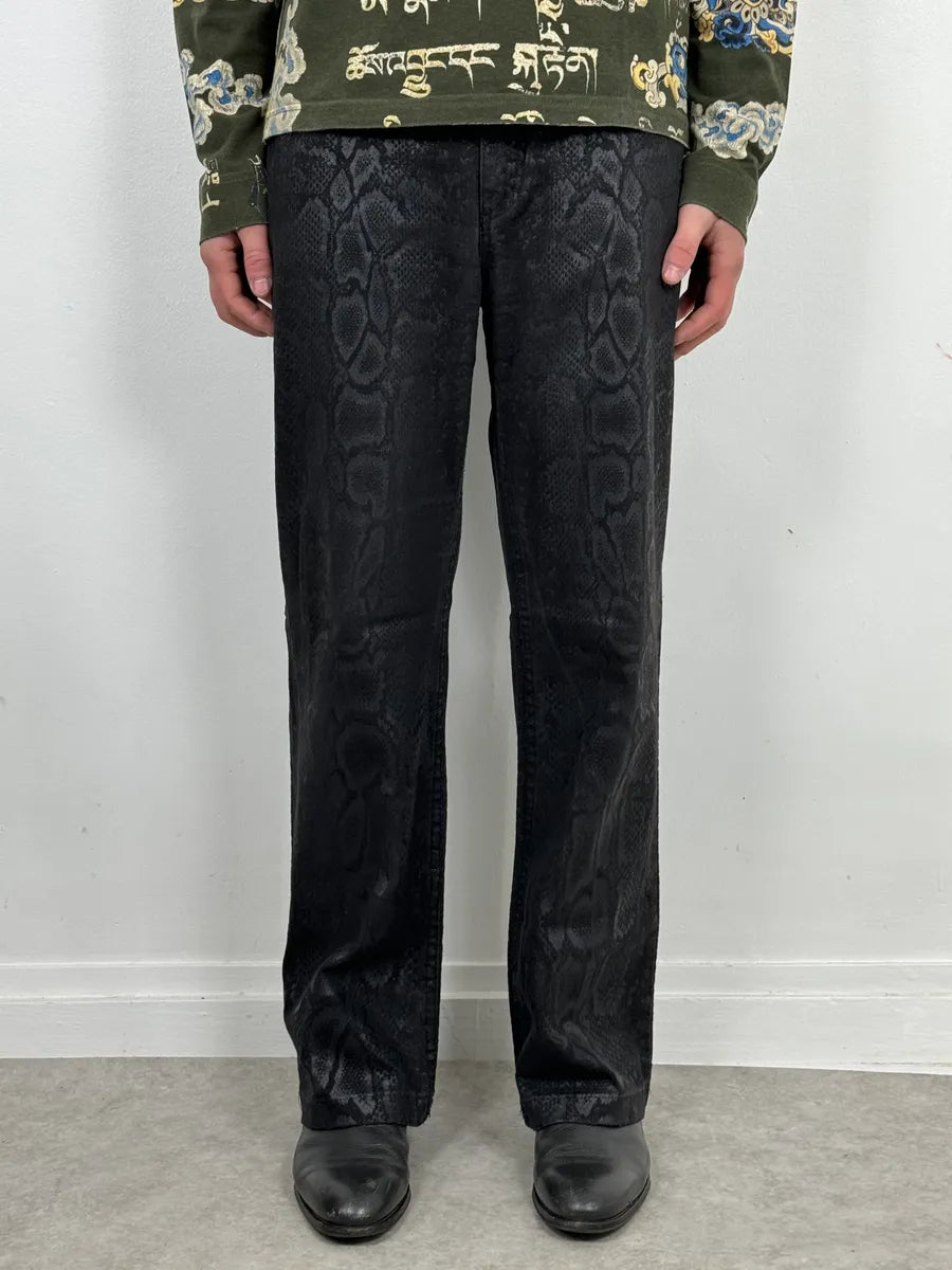 AW1999 Roberto Cavalli Black Leopard Print Obscure Pants VcpXBLq 0