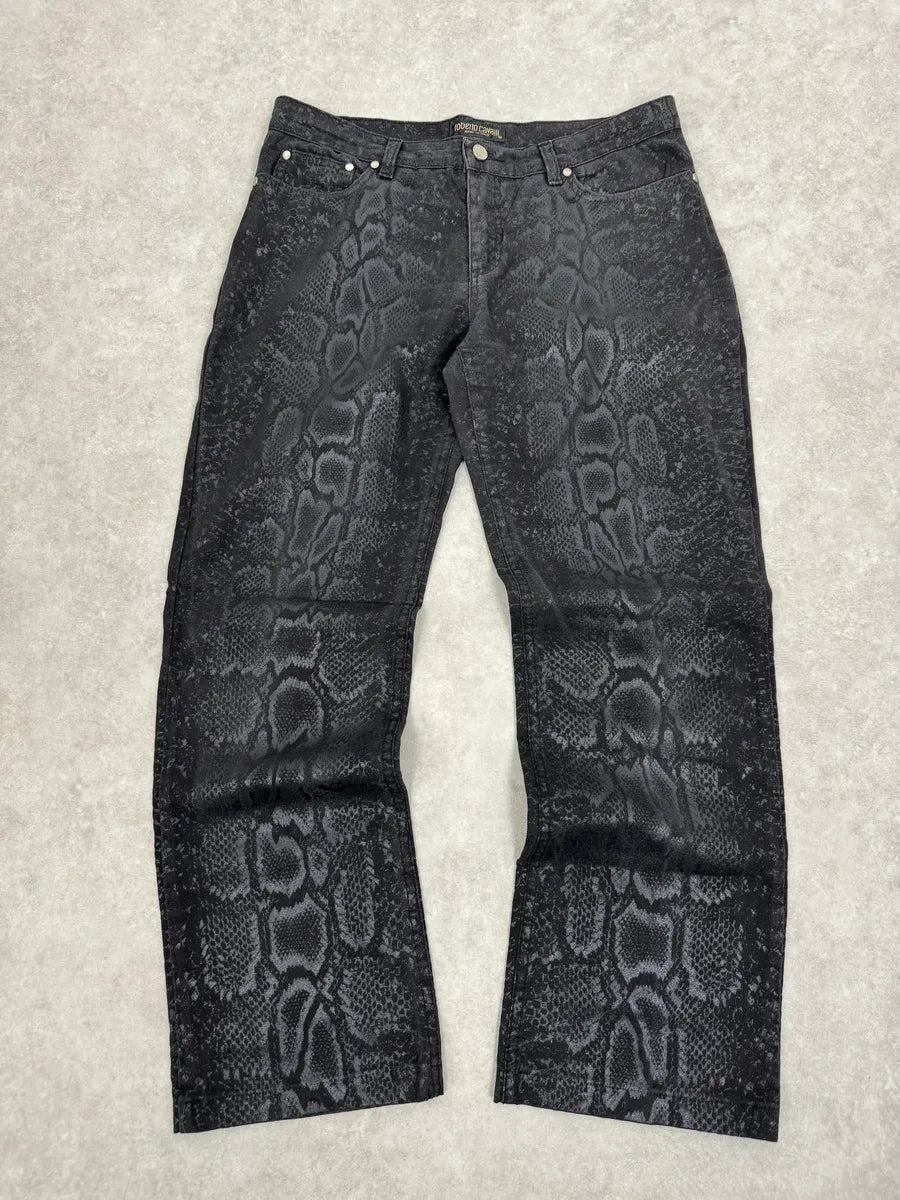 AW1999 Roberto Cavalli Black Leopard Print Obscure Pants VcpXBLq 1