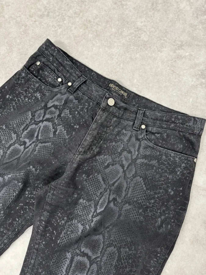 AW1999 Roberto Cavalli Black Leopard Print Obscure Pants VcpXBLq 4