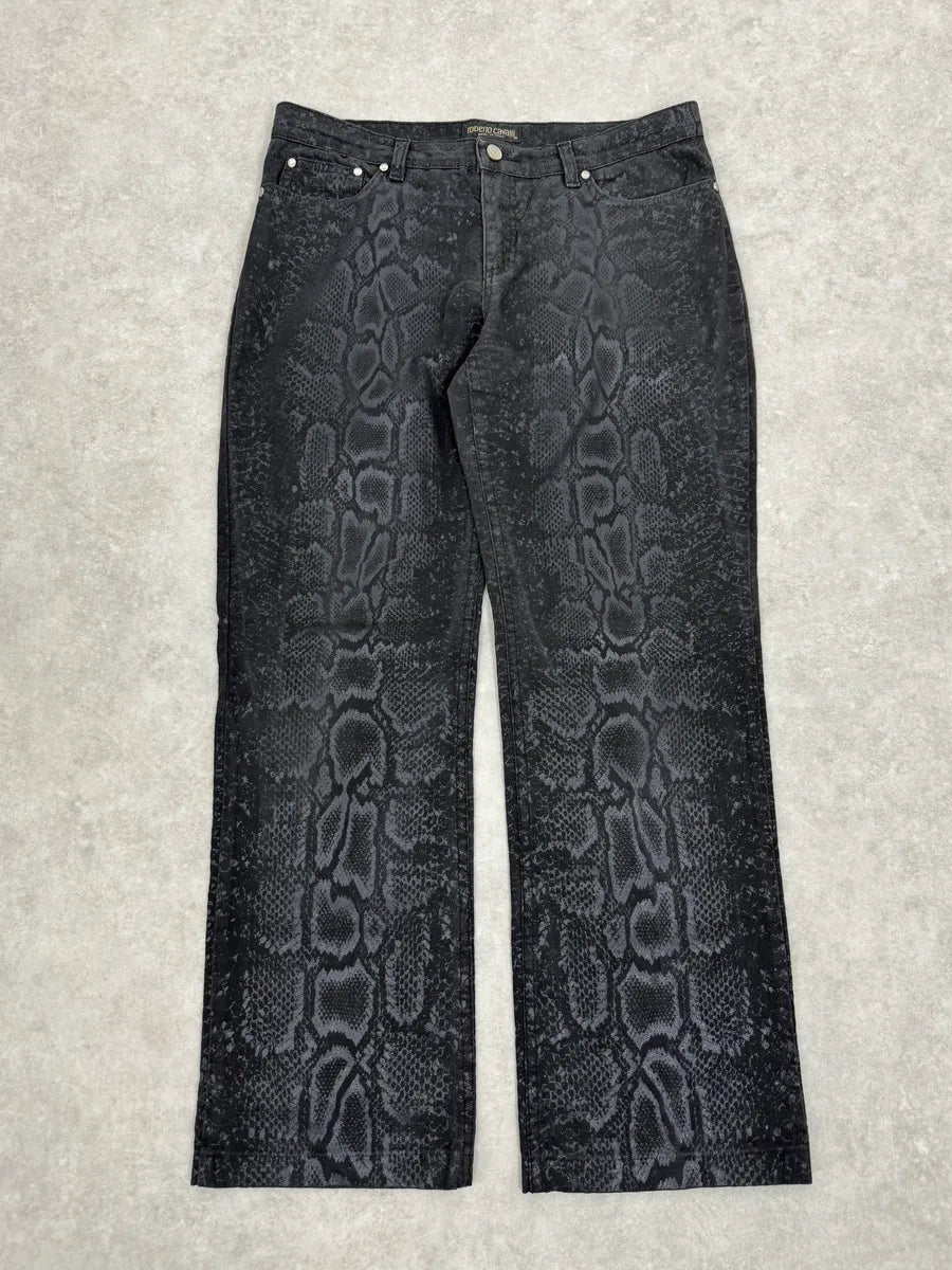 AW1999 Roberto Cavalli Black Leopard Print Obscure Pants VcpXBLq 5